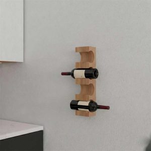 Modern Ahşap Şaraplık | 4 Şişe Kapasiteli | Duvar Askılı Şarap Rafı - Image 9