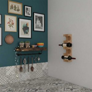 Modern Ahşap Şaraplık | 4 Şişe Kapasiteli | Duvar Askılı Şarap Rafı - Image 8